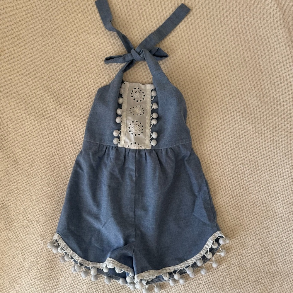 Kelly's Kids Vtg Pom Pom Romper 4T 5T